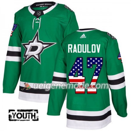 Kinder Eishockey Dallas Stars Trikot Alexander Radulov 47 Adidas 2017-2018 Kelly Grün USA Flag Fashion Authentic
